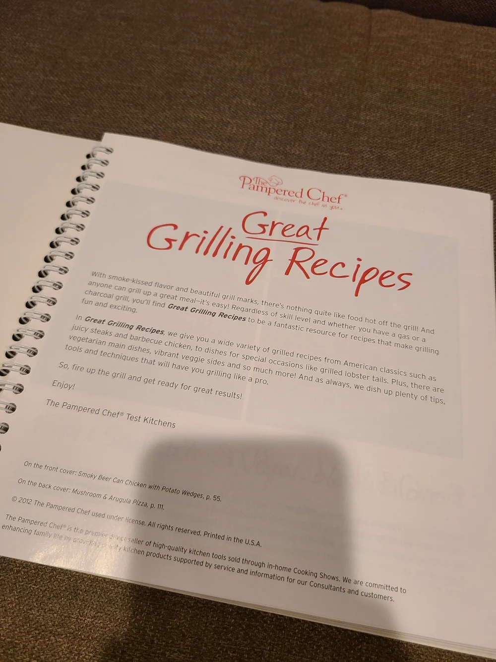 The Pampered Chef Great Grilling Recipes spiral-bound cookbook